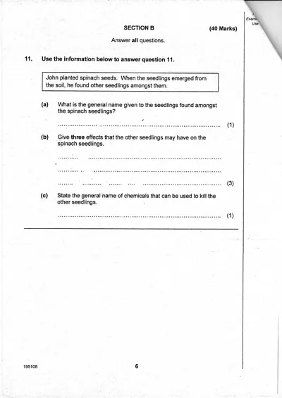 Agriculture PSLE 2015 Paper 1, page 11: type of farming diagram